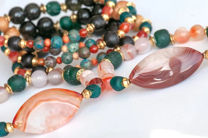 Bracelets Fierce Lynx Designs Voyage to Nairobi Carnelian and Obsidian Bracelet Set