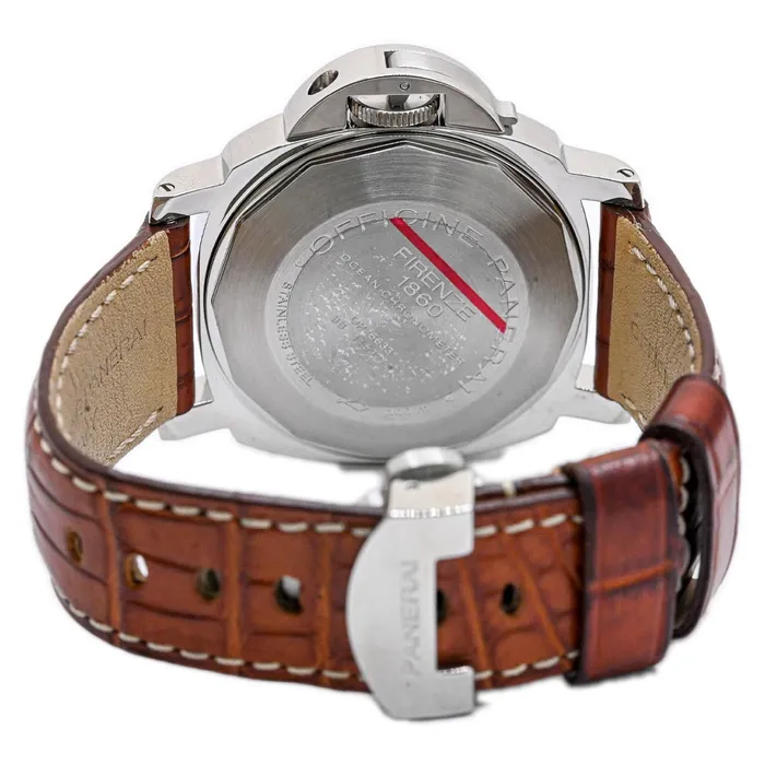 Bracelets Panerai Mens Luminor GMT Stainless Steel 44mm Black Dial Watch Reference PAM0088 Happy Jewelers