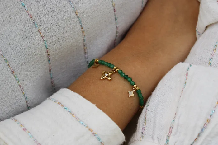 Bracelets Sun Bracelet en acier inoxydable et perles Unique Jewelry Paris
