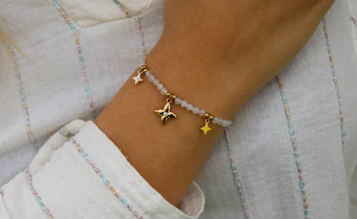 Bracelets Sun Bracelet en acier inoxydable et perles Unique Jewelry Paris