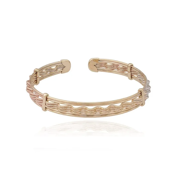 Cameo Collection Bracelets Thin Wavy Tricolor Bangle Bracelet