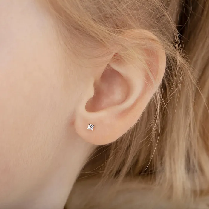 Classic Setting Solitaire 25mm Baby Toddler Kids Earrings Screw Back Sterling Silver Kids Screw Back Earrings Earrings