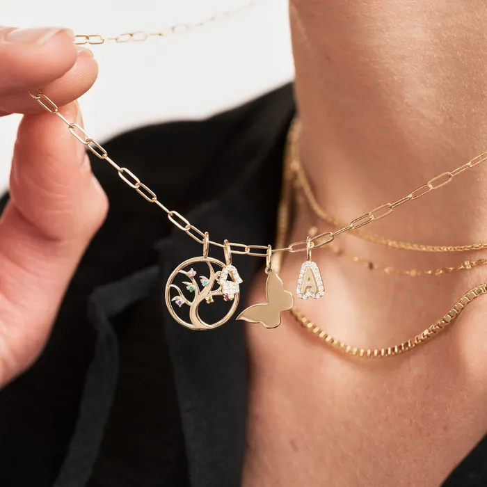 Diamond Letter Charm Gelin Diamond Charm Necklaces