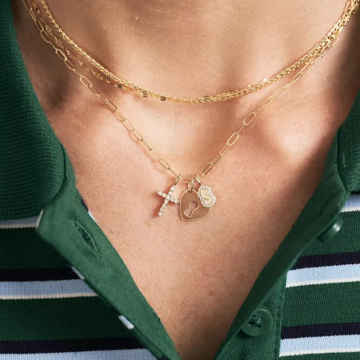 Diamond Letter Charm Gelin Diamond Charm Necklaces