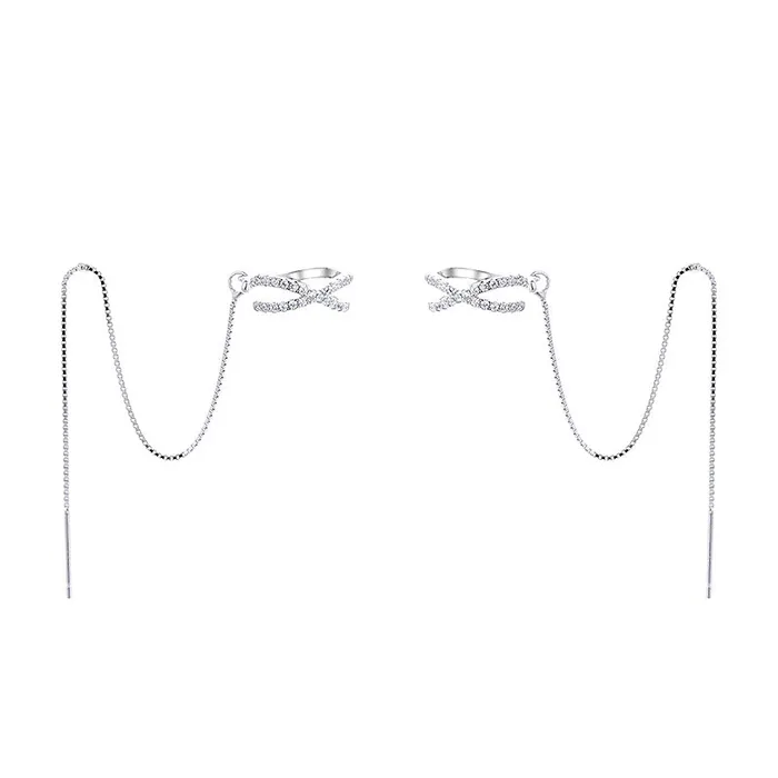 Earrings Cross XShaped Tassel 925 Sterling Silver Loop Earrings Refined by AnnaKaci