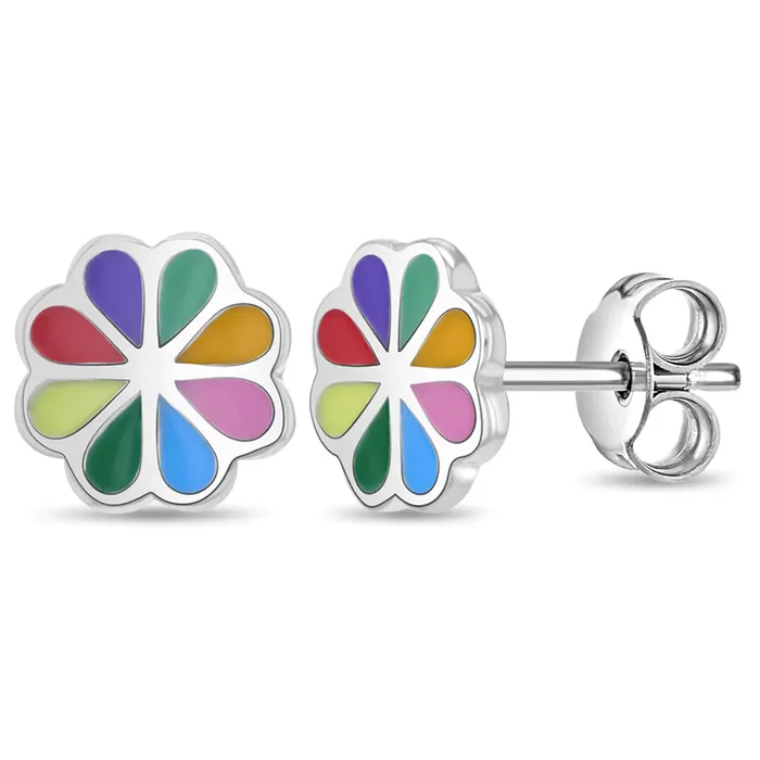 Earrings Kids Stud Earrings Vibrant Floral Kids Childrens Girls Earrings Enamel Sterling Silver Earrings Kids Stud Earrings Vibrant Floral Kids Childrens Girls Earrings Enamel Sterling Silver