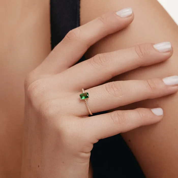 Gelin Diamond Rings Baguette Birthstone Stacking Ring