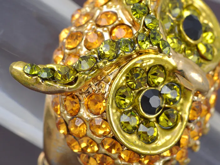 Glimmering Topaz Lime Big Headed Owl Ring Alilang Rings Glimmering Topaz Lime Big Headed Owl Ring Alilang Rings
