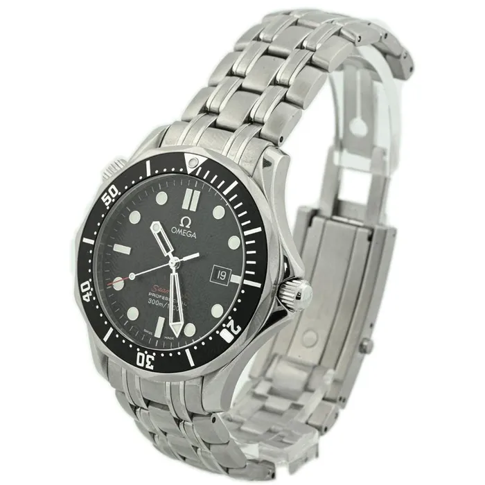 Happy Jewelers Bracelets Omega Mens Seamaster 300m Quartz Stainless Steel 41mm Black Dot Dial Watch Reference 21230416101001