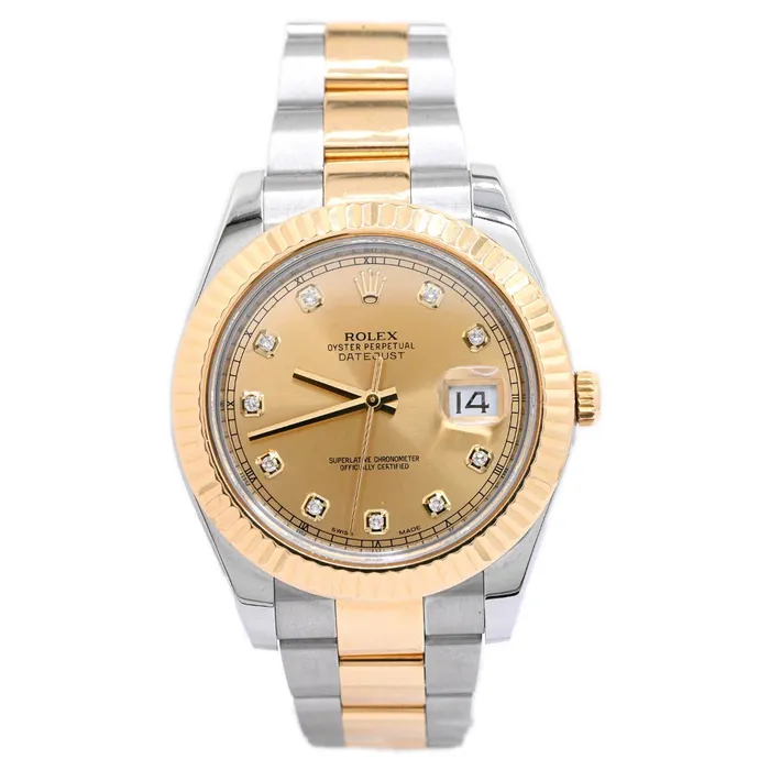 Happy Jewelers Bracelets Rolex Datejust Two Tone Stainless Steel Yellow Gold 41mm Champagne diamond dial Watch Happy Jewelers Bracelets Rolex Datejust Two Tone Stainless Steel Yellow Gold 41mm Champagne diamond dial Watch