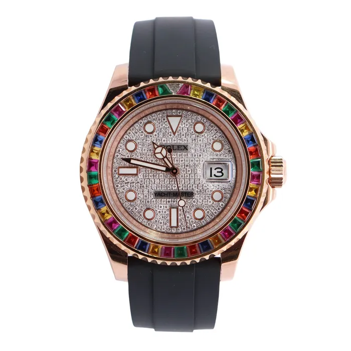 Happy Jewelers Watches Rolex Yacht Master 40mm Pave Dial Watch Ref 116655