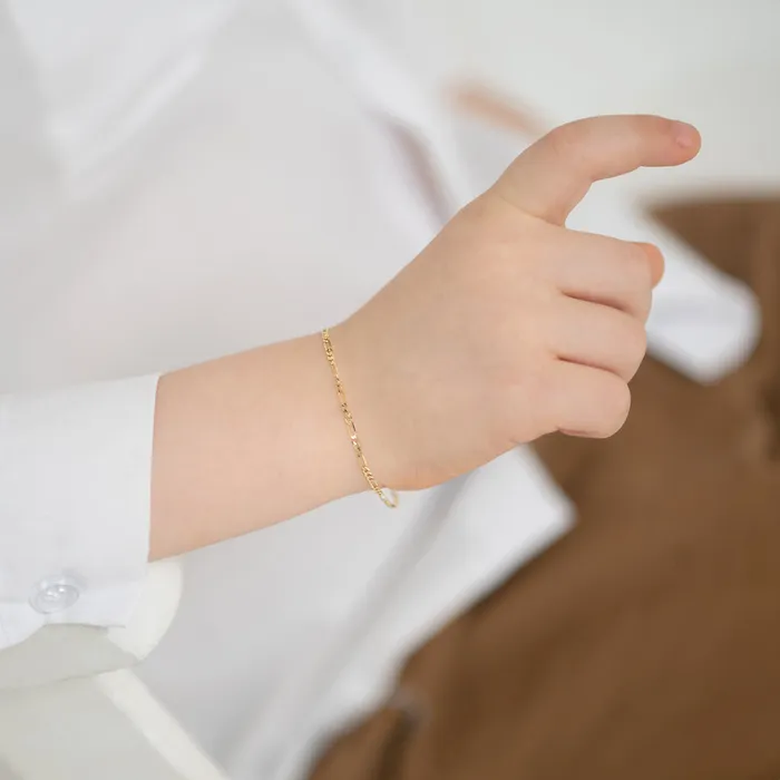 In Season Jewelry Wholesale 14k Gold 5565 Figaro Chain Toddler Kids Boys Bracelet Bracelets