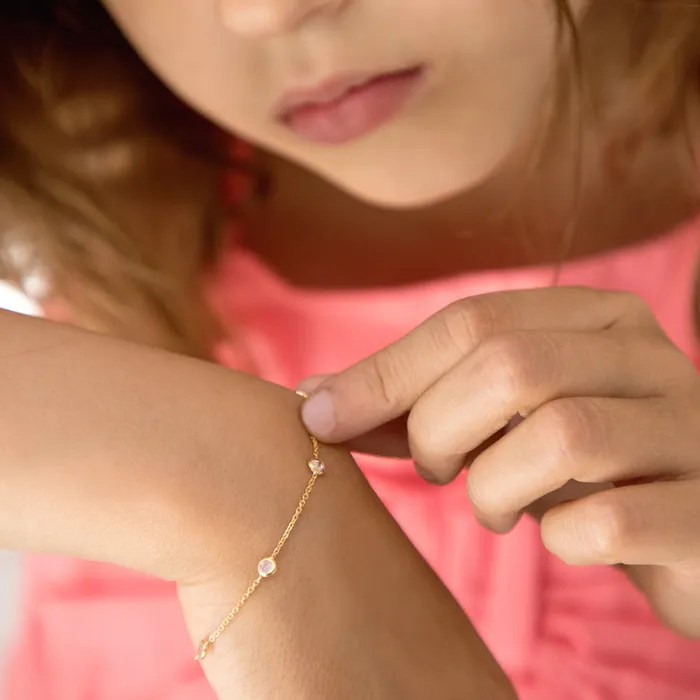 Kids Chain Link Bracelets Bracelets 14k Gold 55 65 Cubic Zirconia Bezel Baby Toddler Kids Bracelet clear