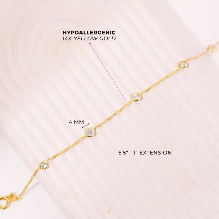 Kids Chain Link Bracelets Bracelets 14k Gold 55 65 Cubic Zirconia Bezel Baby Toddler Kids Bracelet clear