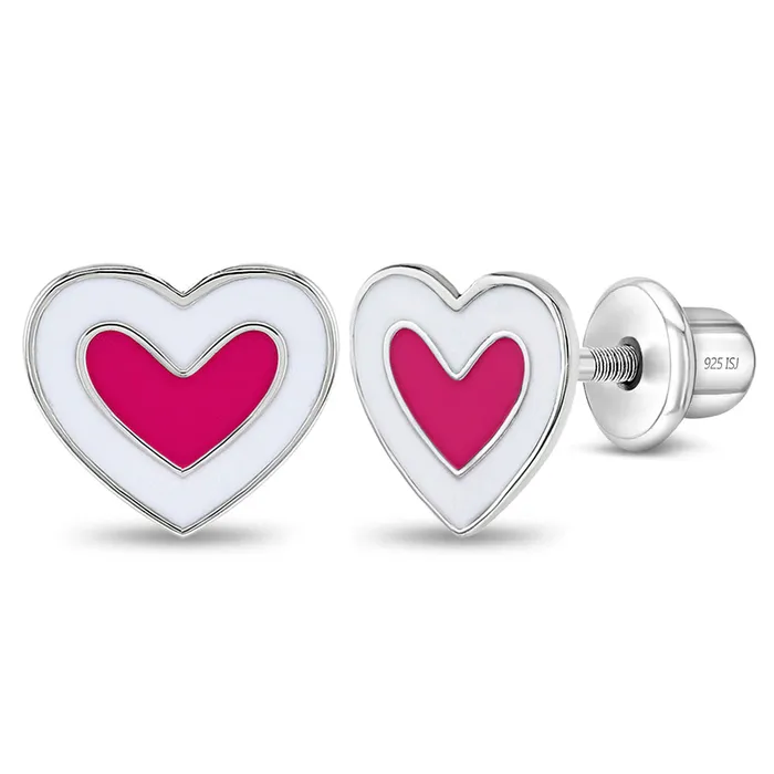 Kids Screw Back Earrings Earrings Hearts More Hearts Baby Toddler Kids Earrings Screw Back Enamel Sterling Silver