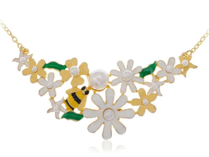 Necklaces Enamel Flower And Butterfly Bib Statement Necklace Pearl Alilang Necklaces Enamel Flower And Butterfly Bib Statement Necklace Pearl Alilang