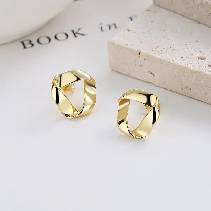 Refined by AnnaKaci Earrings Triangle Twist 925 Sterling Silver Earrings