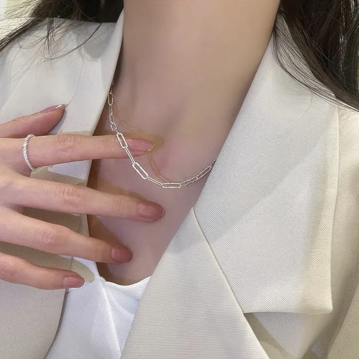 Refined by AnnaKaci Necklaces Classic Silver Chained Necklace