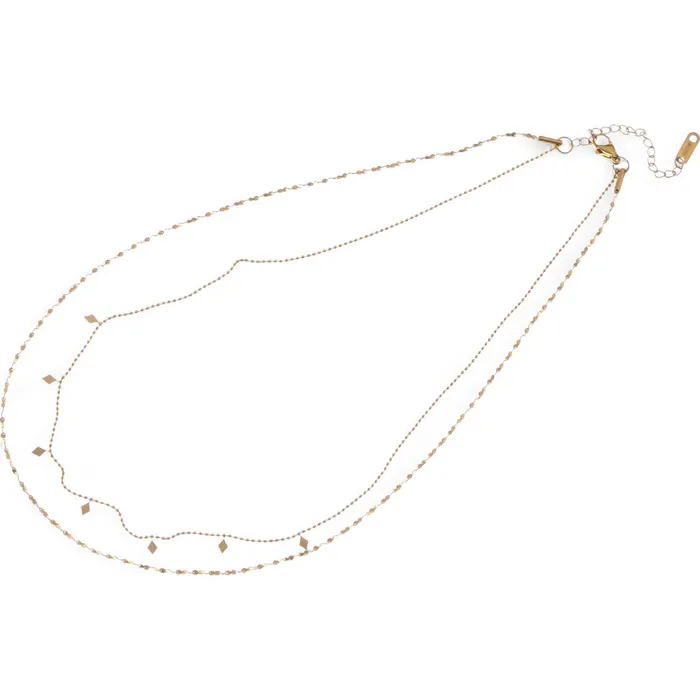 Refined by AnnaKaci Necklaces Double Layer Gold Tone Necklace with Diamond Shape Charms Layered Chain Design Refined by AnnaKaci Necklaces Double Layer Gold Tone Necklace with Diamond Shape Charms Layered Chain Design