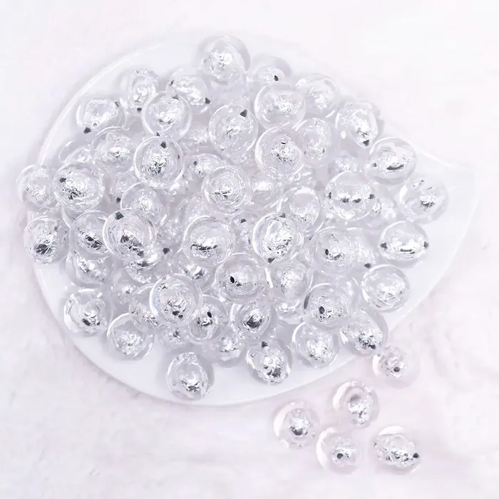 Rings 16mm Silver Foil Bubblegum Beads The BumbleBead Company
