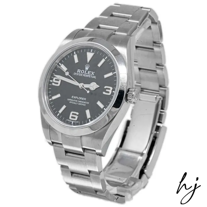 Rolex Mens Explorer MKII Stainless Steel 39mm Black Stick Arabic Dial Watch Reference 214270 Happy Jewelers Bracelets