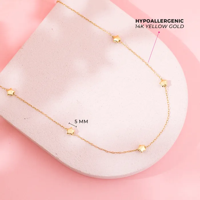 Teen Necklaces Necklaces 14k Gold Puffed Star 16 Kids Teen Necklace