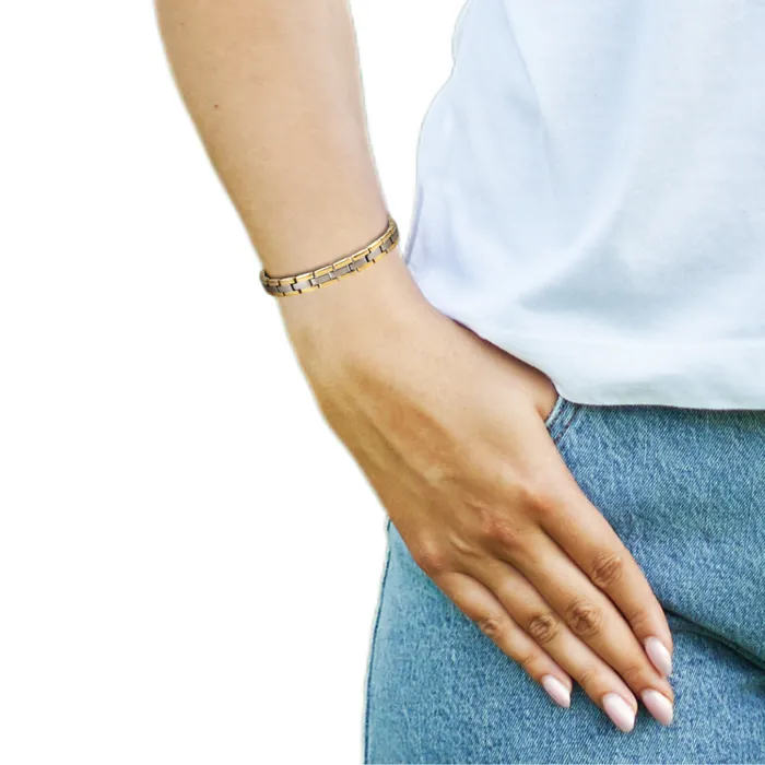 Willis Judd Bracelets Ladies Titanium Magnetic Bracelet Two Tone Gold